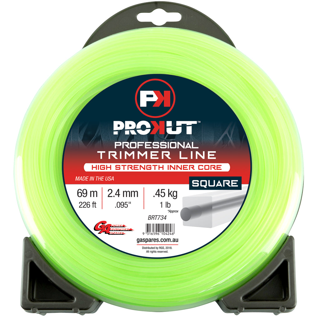 PROKUT TRIMMER LINE SQUARE GREEN .095 2.4MM 1 LB