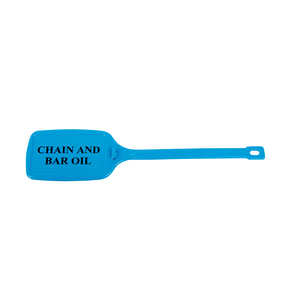 IDENTIFICATION & FUEL TAGS CHAIN & BAR OIL PLASTIC BLUE