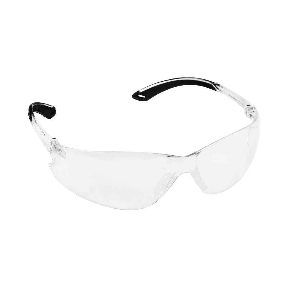 CLEAR LENS SAFETY GLASSES FRAMELESS WRAP AROUND DESIGN