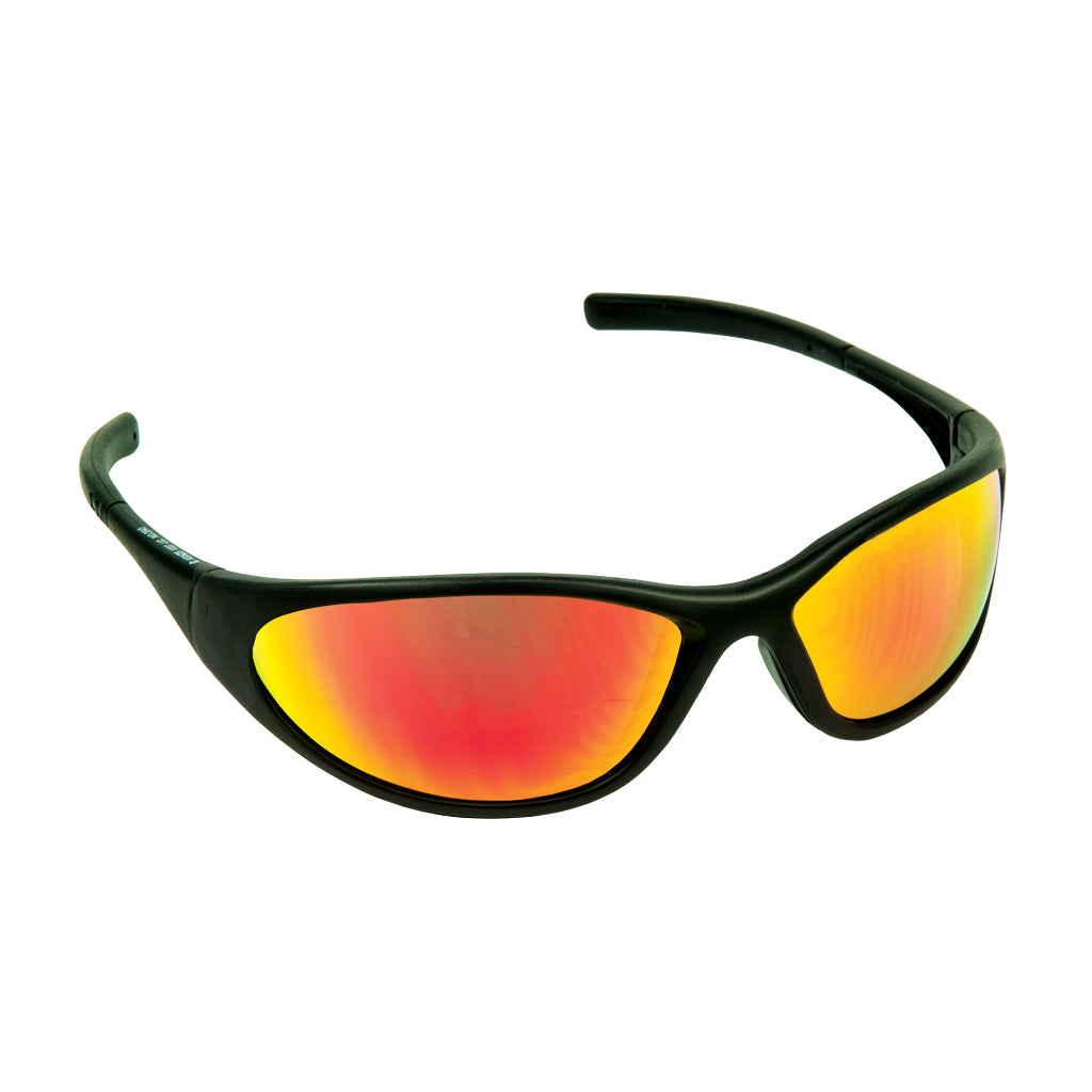 SKY RED MIRROR LENS SAFETY GLASSES MATTE BLACK SPORTY