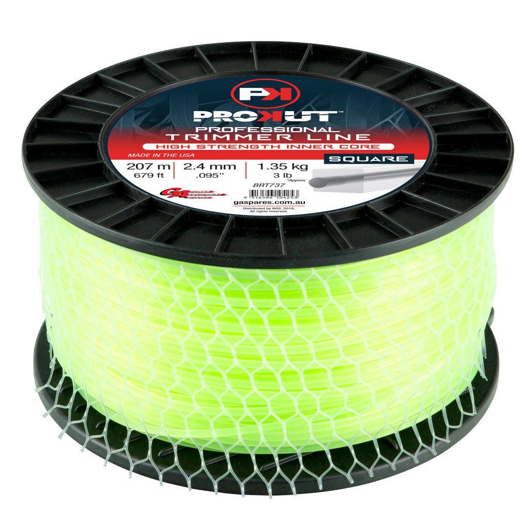 PROKUT TRIMMER LINE SQUARE GREEN .095 2.4MM 3LB