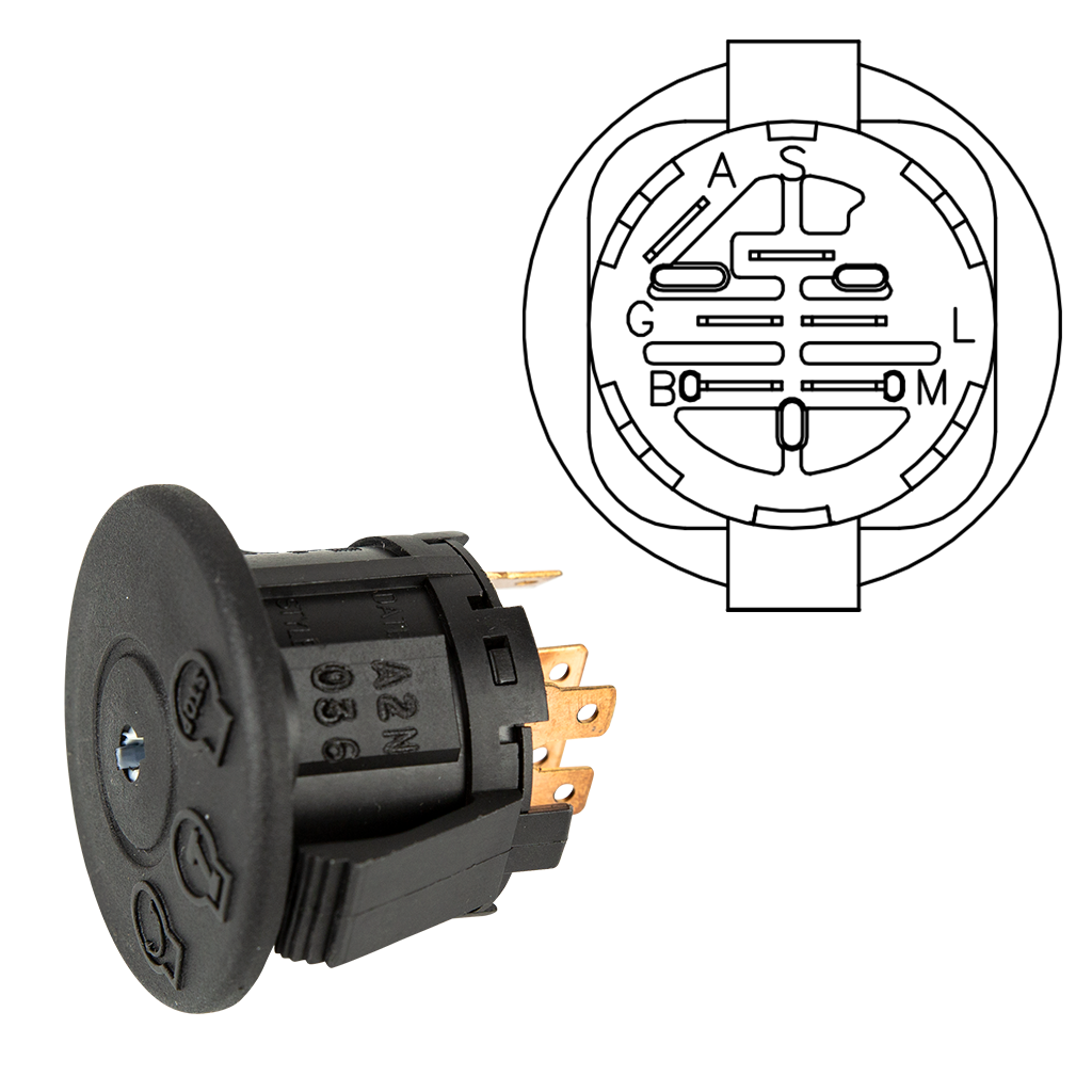 CUB CADET / ROVER IGNITION SWITCH ( 3 POSITION - 6 PIN )