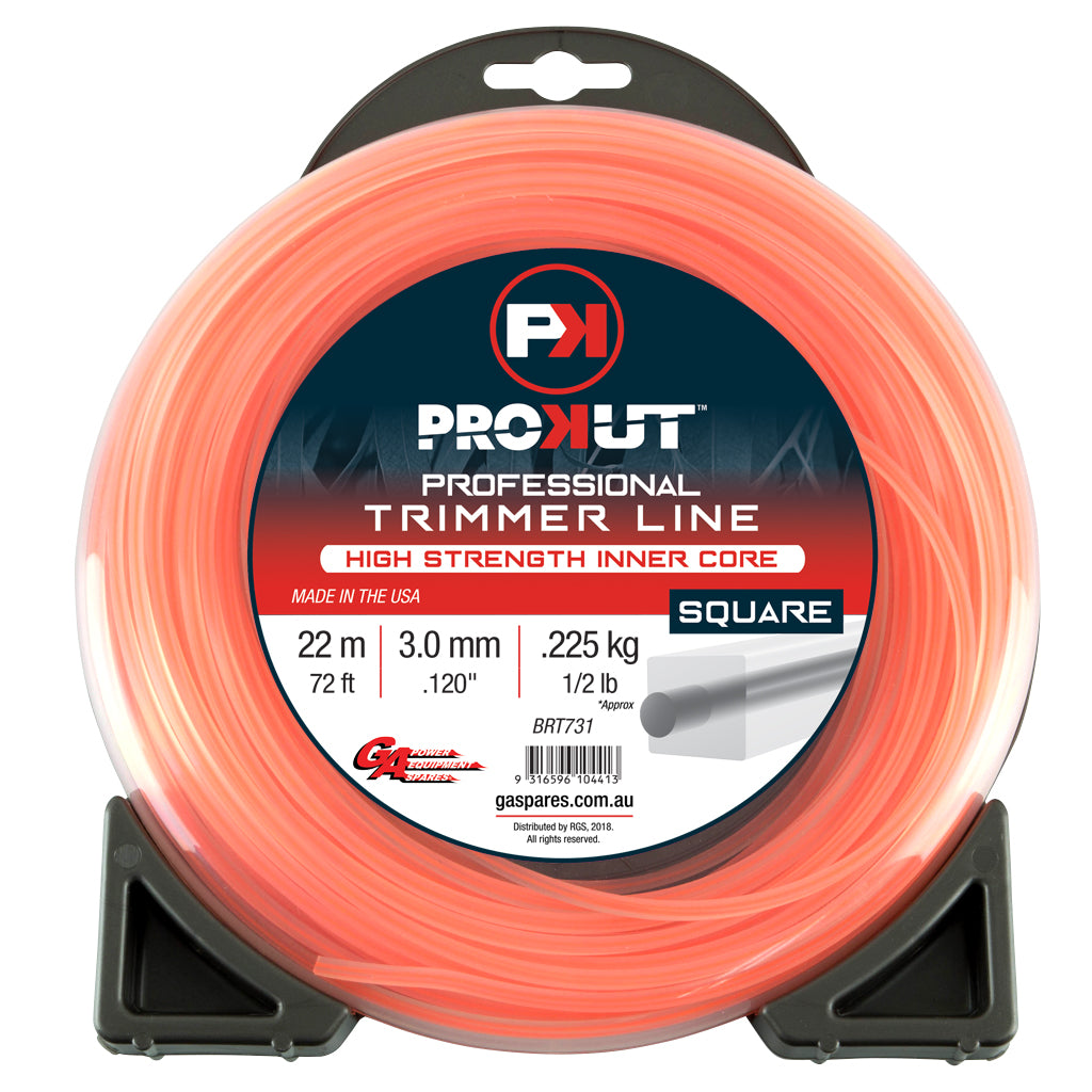 PROKUT TRIMMER LINE SQUARE ORANGE .120 3MM 1/2LB