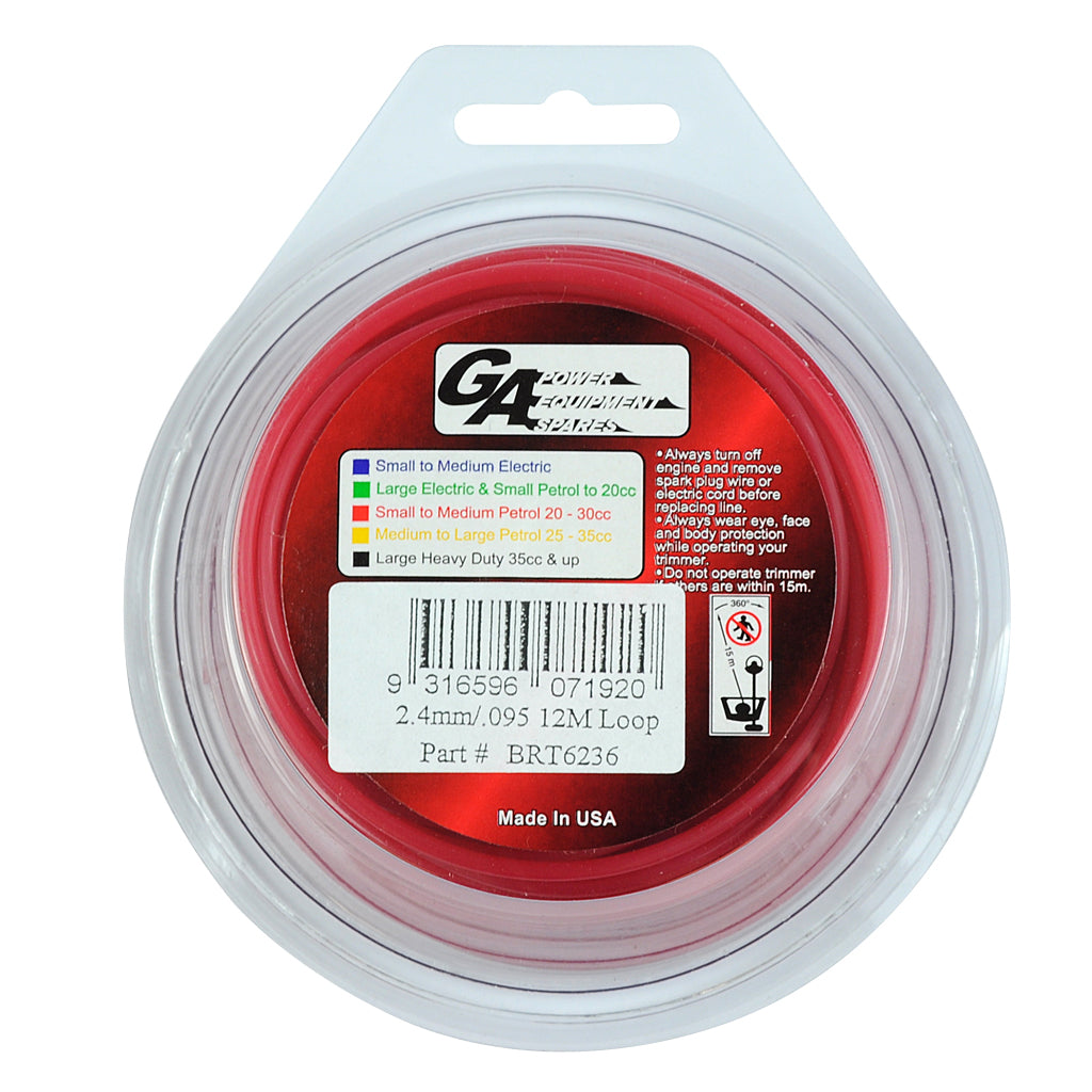 PRO FIT TRIMMER LINE RED .095" / 2.50MM CARDED LOOP
