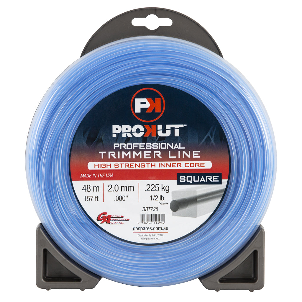 PROKUT TRIMMER LINE SQUARE BLUE .080 2.0MM 1/2LB