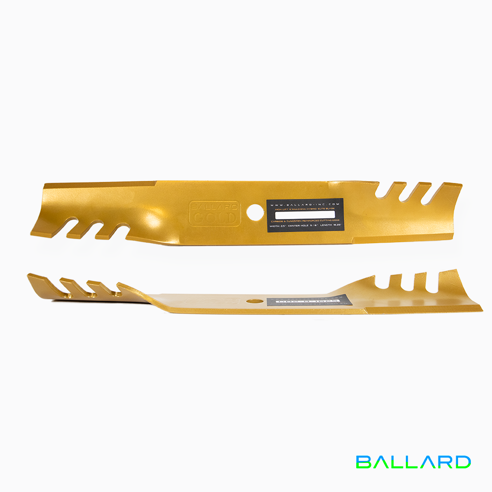 GOLD Hybrid Mower Blades: 16 1/2" Long, 2.5" Wide, 5/8" Center Hole