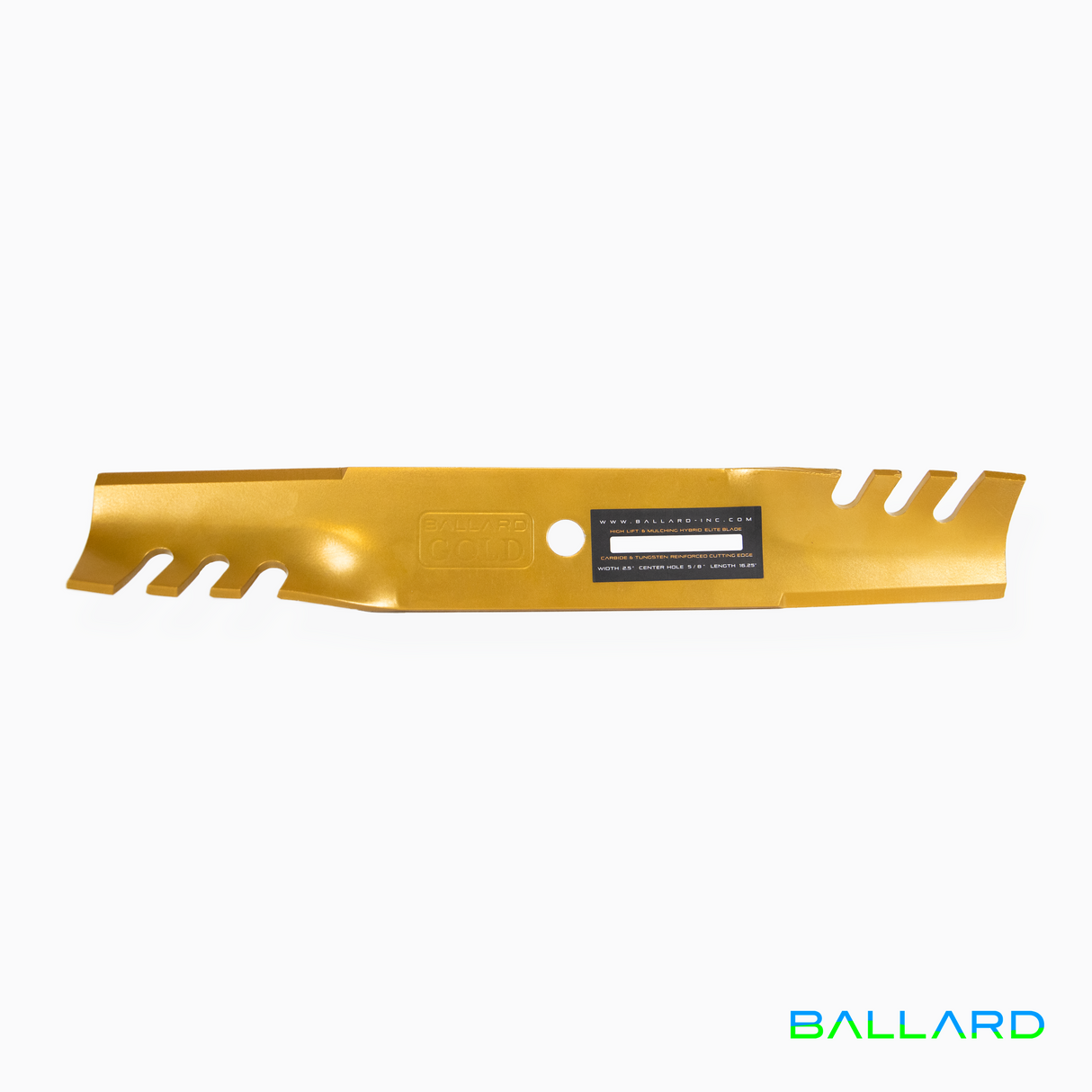 GOLD Hybrid Mower Blades: 16 1/2" Long, 2.5" Wide, 5/8" Center Hole