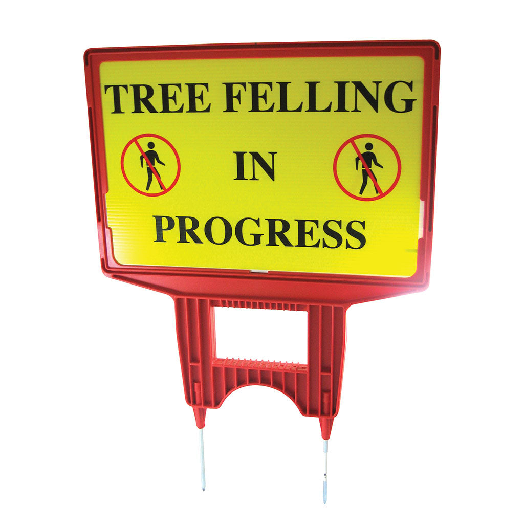 TREE FELLING IN PROGRESS SIGN STRONG PLASTIC