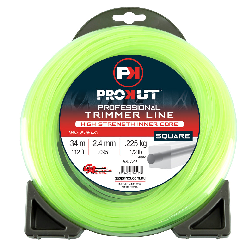 PROKUT TRIMMER LINE SQUARE GREEN .095 2.4MM 1/2 LB