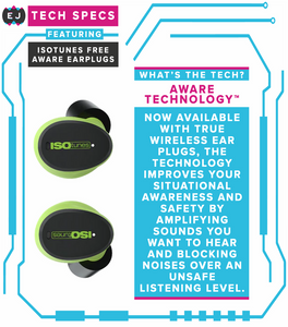 ISOTUNES FREE AWARE TRUE WIRELESS BLUETOOTH EAR PLUGS